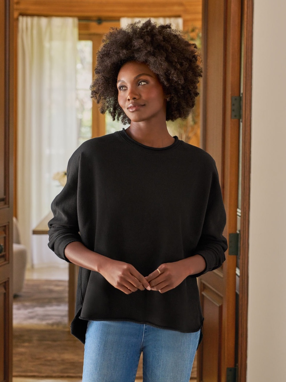 Frank & Eileen Anna Long Sleeve Capelet Sweatshirt